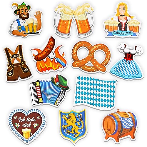 HOWAF 36 Stück Oktoberfest Konfetti Dirndl Lederhose Bier Brezel Konfetti Papier Streudeko Oktoberfest Tischdeko Bayrische Deko Oktoberfest Deko Wiesn Deko Oktoberfest Party Tisch Bayern Deko von HOWAF