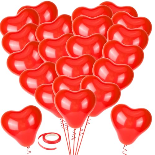 HOWAF 50 St¨¹ck Herzluftballons Rot Luftballons, XL Gr??e 30cm, Helium Luftballon Herz Hochzeit Geburtstag Brautdusche Valentinstag Deko Herzluftballons von HOWAF