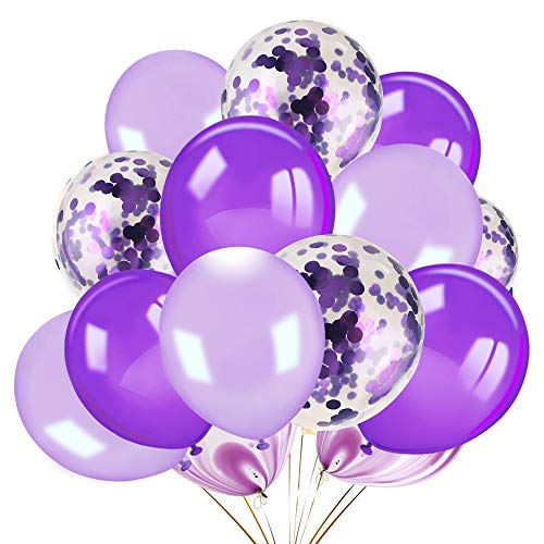 HOWAF 60 Stück Lila Luftballon weiße helles Lila Ballons Konfetti Latexballons Helium Ballons Hochzeit Babyparty meerjungfrau Geburtstag Party Dekoration von HOWAF