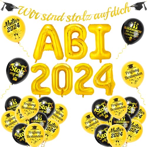 HOWAF ABI 2024 Deko, ABI 2024 Folienballons ABI 2024 Ballons Luftballon Abitur 2024 Deko, wir sind stolz auf Dich Banner für ABI Deko Abschluss Deko Abschlussfeier Deko 2024 Prüfung Bestanden Deko von HOWAF