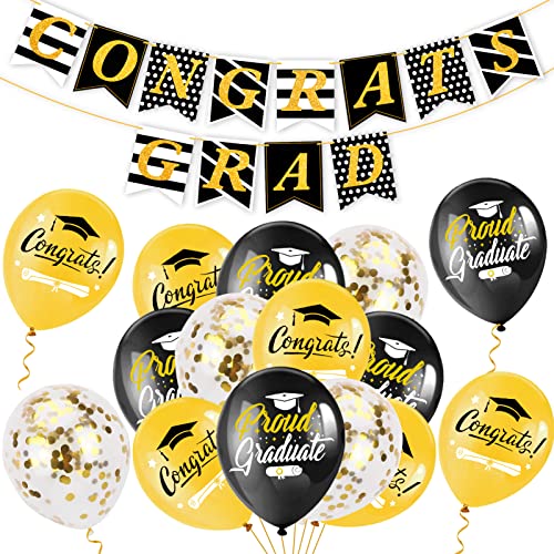 HOWAF Abschluss Deko, Graduation Deko Luftballons Prüfung Bestanden Luftballons ABI 2024 Ballons Abitur Luftballons Congrats Grad Banner ABI Banner Congratulations Deko für Graduation Abitur 2024 Deko von HOWAF