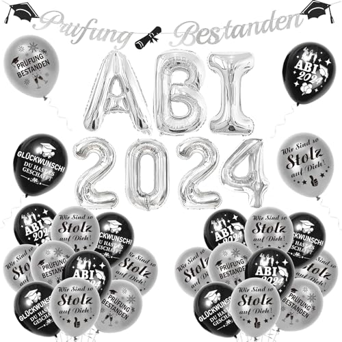 HOWAF ABI 2024 Deko, ABI 2024 Folienballons ABI 2024 Ballons Luftballon Abitur 2024 Deko, Bestandene Prüfung Banner für ABI Deko Abschluss Deko Abschlussfeier Deko 2024, Graduation Deko von HOWAF