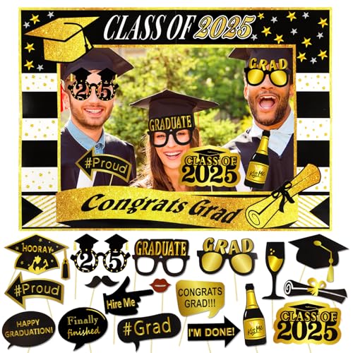 HOWAF Abschlussfeiern Photo Booth Fotorahmen und 18 Stück Graduation Foto Requisiten Fotobox Accessoires Doktorhut Brillen Lippen Krawatte Masken für ABI 2025 Abschluss Deko Graduation Deko HOWAF Abschlussfeiern Photo Booth Fotorahmen und 18 Stück Graduation Foto Requisiten Fotobox Accessoires Doktorhut Brillen Lippen Krawatte Masken für ABI 2025 Abschluss Deko Graduation Deko von HOWAF