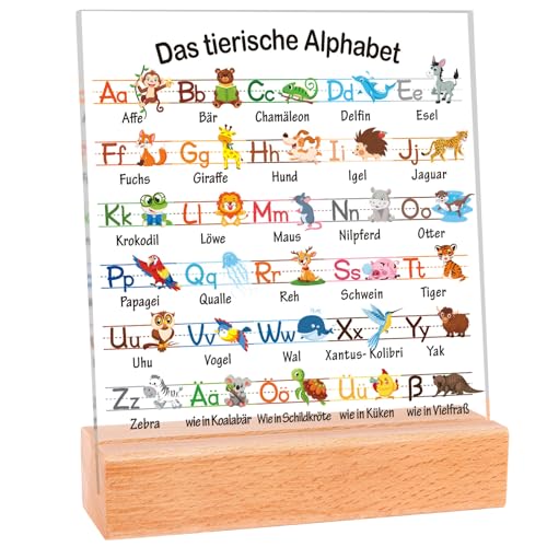 HOWAF Geschenke zur Einschulung Junge Madchen, ABC Acryl Heimat Dekoration Gravierter Schulanfang Deko, Tischdeko Einschulung Deko, Einschulung Geschenk, Schulkind Geschenk, Inhalt Schultute Fullung von HOWAF