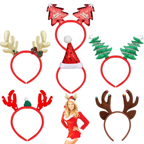 HOWAF Haarreif Weihnachten, 6 stücke Weihnachts Haarreif Erwachsene Weihnachts Haarschmuck Weihnachten Weihnachtskopfschmuck Tannenbaum weihnachtsmützen Rentier Haarreif für Damen Kinder HOWAF Haarreif Weihnachten, 6 stücke Weihnachts Haarreif Erwachsene Weihnachts Haarschmuck Weihnachten Weihnachtskopfschmuck Tannenbaum weihnachtsmützen Rentier Haarreif für Damen Kinder von HOWAF