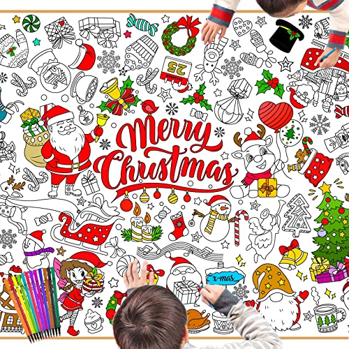 HOWAF Papier-Tischdecke zum Ausmalen Weihnachten, Ausmal-Tischdecke Weihnachten Ausmaltischdecke Kinder Weihnachts Tischdecke Papier Weihnachtstischdecke Malbuch Weihnachten für Weihnachtsdeko von HOWAF