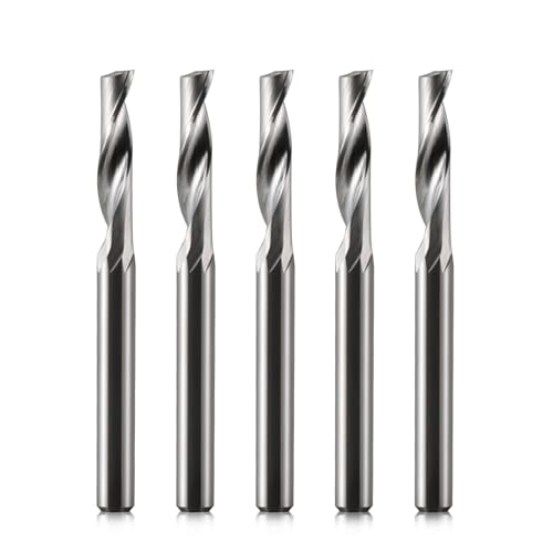 EU_HOZLY Fräser 4mm Schaft Single Nut CNC Fräser Bits für Aluminium 4mm Schaft,17mm Schnittlänge, 45mm Gesamtlänge,cnc fräsmaschine aluminium,cnc fräse 5 Stück (4 * 17 * 45) von HOZLY