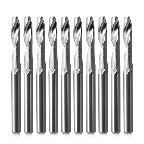 HOZLY CNC-Fräser-Bits mit 1/8-Zoll-Schaft, O-Nut-Schaftfräser, einschneidig, Spiralfräser mit 1/8-Zoll-Schnittdurchmesser, Fräser-Set für Aluminium-Schneiden, 10 Stück (3,175 x 3,175 x 15 mm) von HOZLY