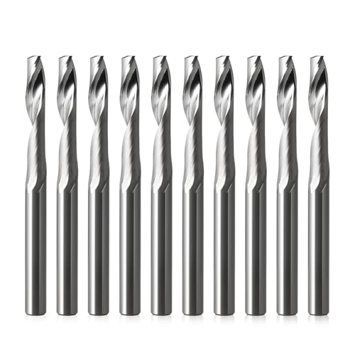 HOZLY CNC-Fräser-Bits mit 1/8-Zoll-Schaft, O-Nut-Schaftfräser, einschneidig, Spiralfräser mit 1/8-Zoll-Schnittdurchmesser, Fräser-Set für Aluminium-Schneiden, 10 Stück (3,175 x 3,175 x 17 mm) von HOZLY