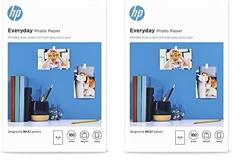 HP Everyday-Fotopapier, glänzend, 200 g/m2, 10 x 15 cm, 100 Blatt (Packung mit 2) von HP