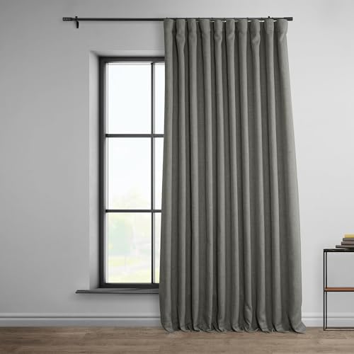 HPD Half Price Drapes BOCH-LN185-P Kunst-Verdunkelungsvorhänge, 274 cm lang, extra breit, Luxus-Leinen-Vorhänge für Schlafzimmer und Wohnzimmer (1 Panel), 274 cm x 274 cm, Blazer-Grau von HPD Half Price Drapes