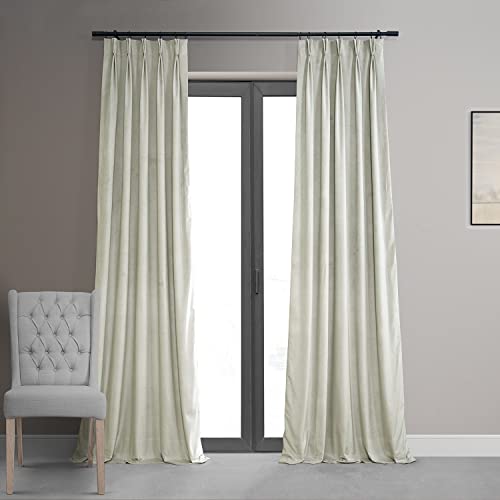 HPD Half Price Drapes Samtverdunkelungsvorhänge/Vorhänge, 213 cm lang, 1 Panel, Verdunkelungsvorhang, charakteristisches Plissee, für Wohnzimmer und Schlafzimmer, 63 x 213 cm, gebrochenes Weiß von HPD Half Price Drapes