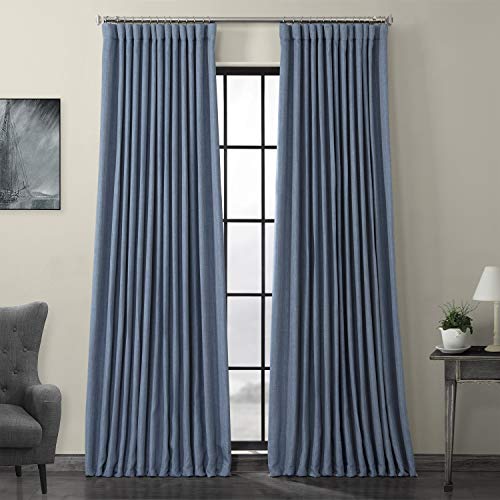 HPD Half Price Drapes Verdunkelungsvorhänge aus Leinenimitat, 305,8 cm lang, extra breit, Luxus-Leinen-Vorhänge für Schlafzimmer und Wohnzimmer (1 Paneel), 254 x 120 cm, Denim von HPD Half Price Drapes