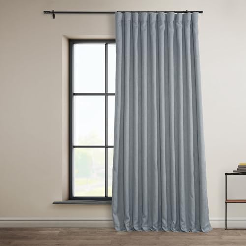 HPD Half Price Drapes Vorhänge aus Kunstleinen, strukturiert, Raumverdunkelungsvorhänge für Schlafzimmer, 244 cm lang (1 Panel), extra breite Vorhänge für Wohnzimmer, Heimdekoration, Grau meliert von HPD Half Price Drapes