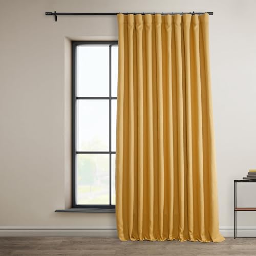 HPD Half Price Drapes Vorhänge aus Kunstleinen, strukturiert, Raumverdunkelungsvorhänge für Schlafzimmer, 308 cm lang, 1 Panel, extra breite Vorhänge für Wohnzimmer, Heimdekoration, Löwenzahn-Gold von HPD Half Price Drapes