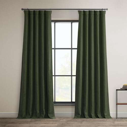 HPD Half Price Drapes Vorhänge aus Kunstleinen, strukturiert, Raumverdunkelungsvorhänge für Schlafzimmer, 308 cm lang (1 Panel), 120 x 120 cm, Vorhänge für Wohnzimmer, Heimdekoration, Toskana-Grün von HPD Half Price Drapes