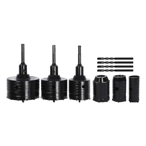 Betonbohrer Set 6 Größen 30mm 40mm 50mm 68mm 82mm 100mm für Bohrhammer Ziegelbohrer mit Verbindungsstange Positionierbohrer für Bauarbeiten und Renovierungen von HPDTZ