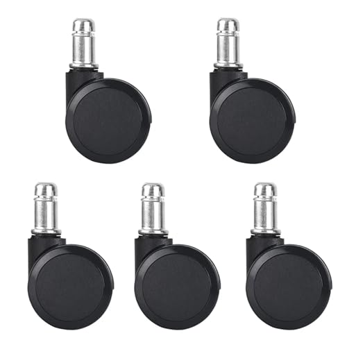 HPHPH Möbelrollen, 5 Stück 2 Zoll Universal Lenkrollen Ersatz Gaming Stuhl Bürostuhl Rollen Trolley Rollen Möbelbeschläge, Einfache Montage(5pcs Black) von HPHPH