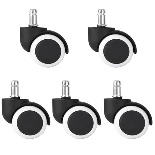 HPHPH Möbelrollen, 5 Stück 2 Zoll Universal Lenkrollen Ersatz Gaming Stuhl Bürostuhl Rollen Trolley Rollen Möbelbeschläge, Einfache Montage(5pcs White) von HPHPH