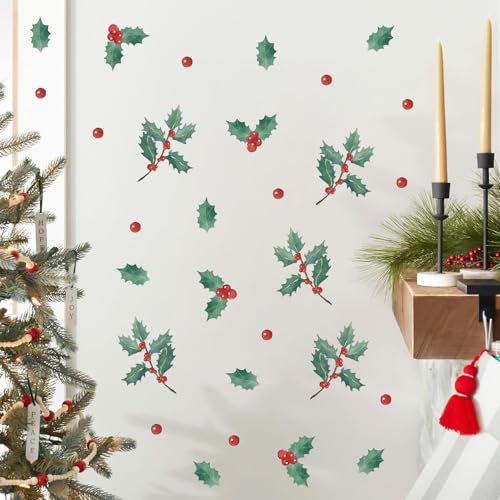 HPNIUB 3D Weihnachtsfenster Aufkleber,Santa Stickers,Weihnachten Schaufenster Deko,Schneeflocke Fensterdeko Abnehmbar Weihnachts Fensterbilder für Vitrinen Glas Zuhause Wandtattoo (Malvenblatt) von HPNIUB