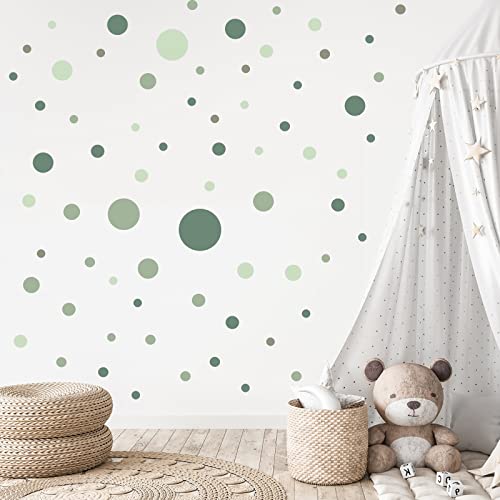 HPNIUB Kreise Wandtattoo für Babyzimmer,Aufkleber Sticker Kreis Wandaufkleber Kinderzimmer Punkte Dots Klebepunkte in verschiedenen Farben (Grün-Mild) von HPNIUB