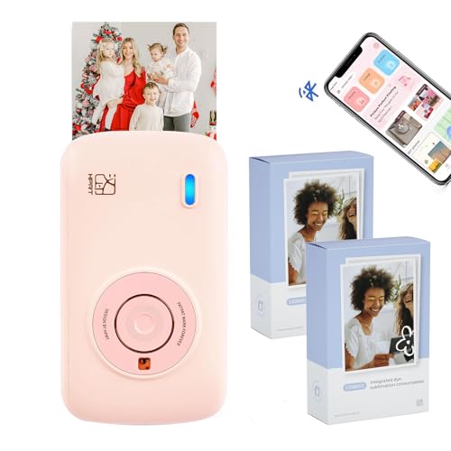 HPRT CP2100 Tragbarer Fotodrucker mit 50 Blatt Sublimations-Fotopapier, Mini-Fotodrucker für iPhone & Android, Bluetooth 5.0, Typ-C-Ladung, 300 DPI von HPRT