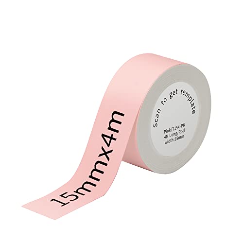 HPRT H11 Etiketten Selbstklebend - 15mm Wasserdicht DIY Klebeetiketten, Kompatibel zum H11/Qutie Etikettendrucker, Geeignet für Drucken Sie Barcode, Name, Datum, Preis - 4M lang/Rolle, Rosa von HPRT