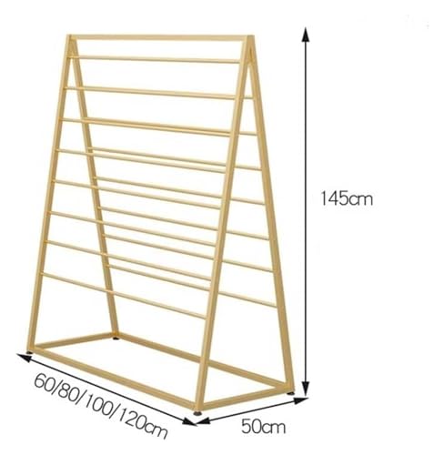 HPTHLY Kleiderstange, Freistehender, Beweglicher Schalständer, Aufbewahrungsorganisator Für Blumensträuße, Bänder Und Geschenkpapier, Modernes, Doppelseitiges, Hohes A,Gold-60x50x145cm von HPTHLY