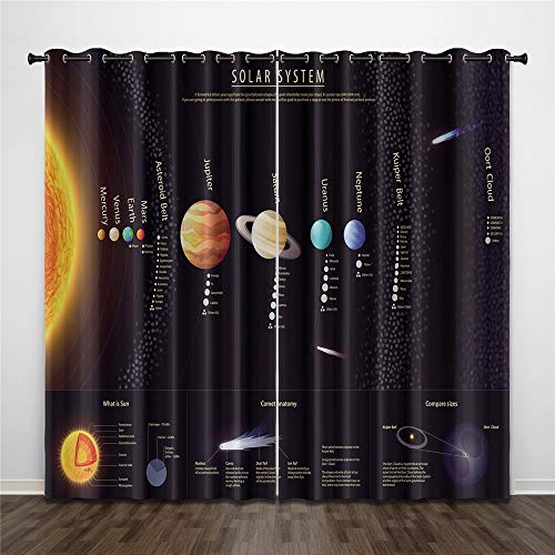 HQHM 3D Verdunkelungsvorhang 2 Panel Sets Thermo Vorhänge Verdunkelungsvorhänge Für Schlafzimmer, Universum Sternenhimmel Astronaut Wolf Ösen Vorhänge Lärm Reduzieren Vorhänge von HQHM