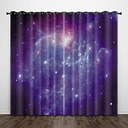 HQHM 3D Verdunkelungsvorhang 2 Panel Sets Thermo Vorhänge Verdunkelungsvorhänge Für Schlafzimmer, Universum Sternenhimmel Astronaut Wolf Ösen Vorhänge Lärm Reduzieren Vorhänge von HQHM