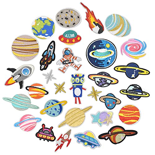 HQdeal 30 Stück Patches zum Aufbügeln Bügelflicken Kinder Flicken Patches Raum Astronaut Zum Aufbügeln Patch für Denim Jeans DIY T-Shirt Hosen and Jacken Jacken von HQdeal