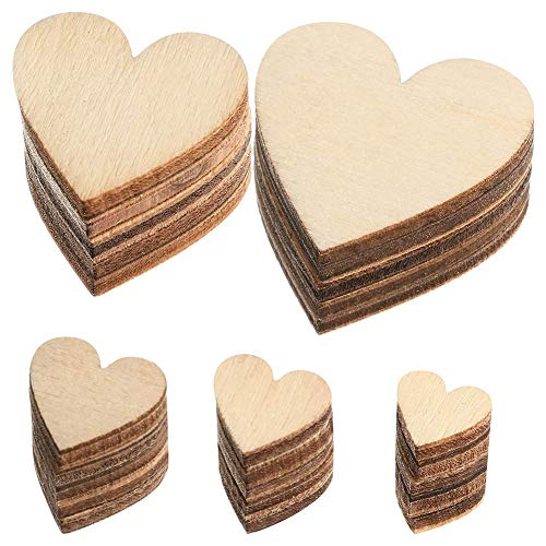 HRANG 100 Stück Herzscheiben aus Holz, unbehandelt, blanko, für Weihnachten, Hochzeit, Valentinstag, Bastelbedarf von HRANG