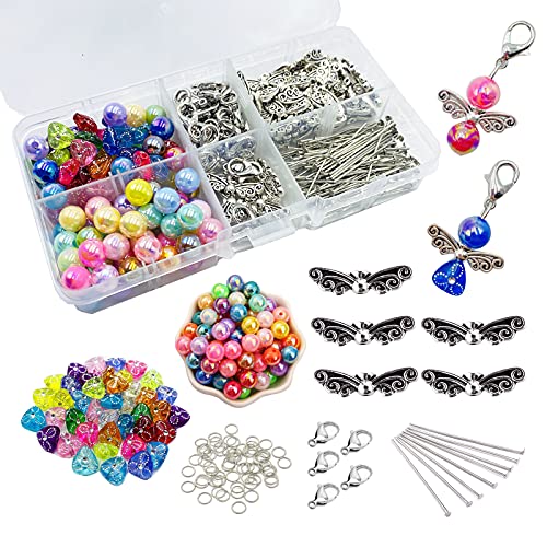 HRASY Schutzengel DIY 50 Set Engel Perlen Schlüsselanhänger Handwerk Engelsflügel Perlen Handwerk Zubehör Engel Anhänger für Schmuck machen Hochzeit Taufe Baby Dusche Weihnachten Geburtstag Geschenke von HRASY