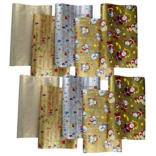 10 Rollen HRB Geschenkpapier Weihnachtspapier (Serie 3) 2m x 0,7m, Weihnachtsgeschenkpapier 2m pro Rolle, hochwertige geschenkverpackung, Packpapier Xmas verschiedene Motive von HRB