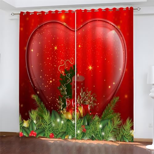 Gardinen Blickdicht Rotes Herz Verdunklungsvorhänge Schallschutz Vorhang Wohnzimmer füR Wohnkultur Schlafzimmer VorhäNge B 140 x H 245 cm 2er Set von HRBK