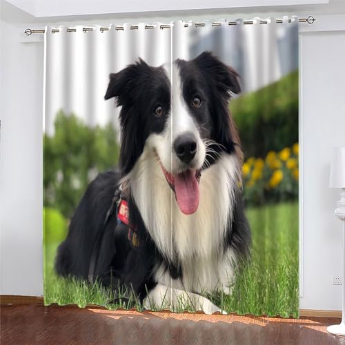 HRBK Gardinen Blickdicht SchäFerhund Verdunklungsvorhänge Schallschutz Vorhang Wohnzimmer füR Wohnkultur Schlafzimmer VorhäNge B 140 x H 245 cm 2er Set von HRBK