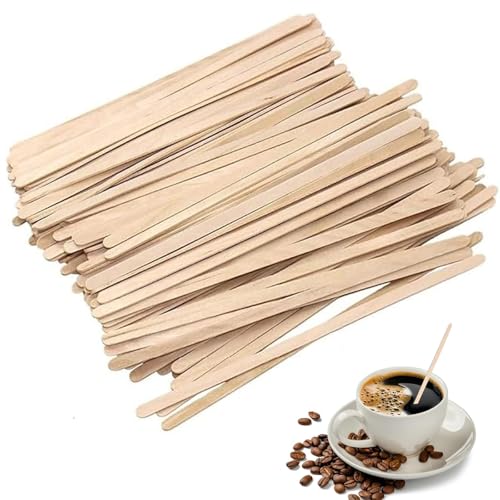 HREDZEO Hölzerne Kaffeerührer,200 Pcs Kaffeerührstäbchen Holz Rührstäbche Rührer für heiße Getränke Einweg Kaffeestäbchen Holzrührer für Tee Und Kaffee Milch Saft Holzstäbchen von HREDZEO