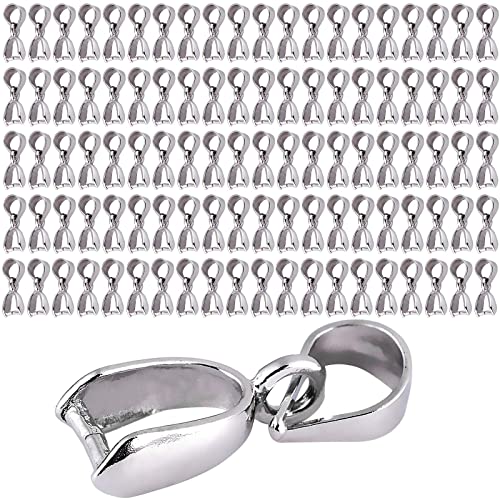 HREDZEO Kettenanhänger,100 Pcs Anhängerschlaufe Anhänger ösen Anhängerschlaufen Kettenverschluss Pinch für DIY Schmuck Zubehör Collierschlaufen Verbinder Anhängeröse Silber von HREDZEO