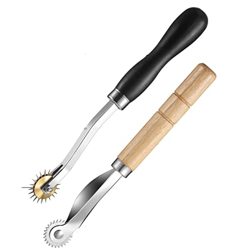 Outils de Couture de Roue de Traçage,2 PCS Marqueurs de Roue à Coudre avec Poignée en PVC et Bois Roue de Coupe Rotative à Pointe Aiguille en Acier Inoxydable pour Couture au Point de Croix en Cuir von HREDZEO