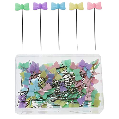 Stecknadeln,100 Pcs Bow tTies Flower Head Pins Mehrfarbige StecknadelnDressmaking Pins Quilten Pins dekorative Pins mit Aufbewahrungsbox für DIY Handwerk Schneiderin Schmuck Dekoration von HREDZEO