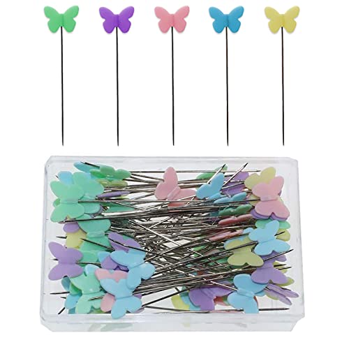 Stecknadeln,100 Pcs Schmetterling Blume Kopf Pins Mehrfarbige StecknadelnDressmaking Pins Quilten Pins dekorative Pins mit Aufbewahrungsbox für DIY Handwerk Schneiderin Schmuck Dekoration von HREDZEO