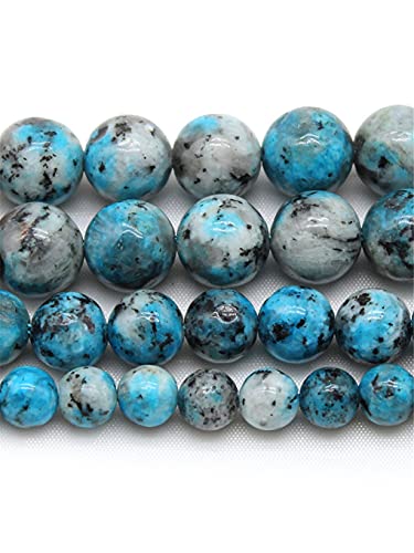 Blau-grau-schwarze Steinperlen rund lose Zwischenperlen 6/8/10 mm 38,1 cm Strang für Schmuckherstellung DIY Perlenkette Armbänder blau 8 mm ca. 46 Perlen von HRESA