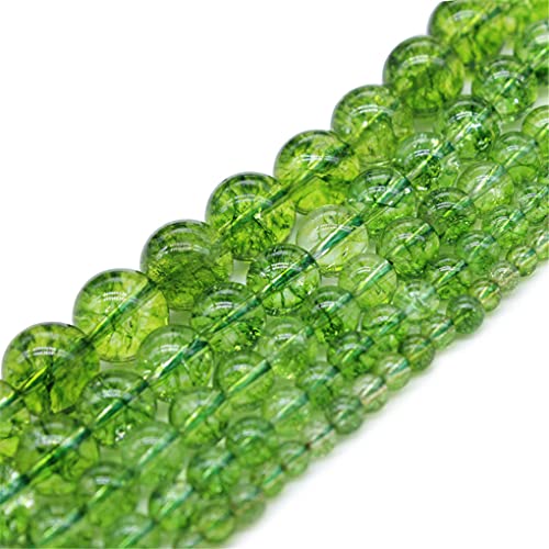 Grüne Peridot-Kristallperlen, Naturstein, Olivenquarz, runde lose Perlen für Schmuckherstellung, DIY-Armband, 38,1 cm, Grün, ca. 10 mm, 36 Perlen von HRESA