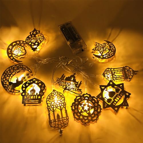 HRKVSK Ramadan Dekoration Ramadan Lichterkette, 3m Lichterketten, Eid Ramadan Mond Laternen Eid Mubarak Dekoration, Muslim Ramadan Licht Ramadan Kareem Für Zuhause Outdoor Garten Islam Mond Deko von HRKVSK