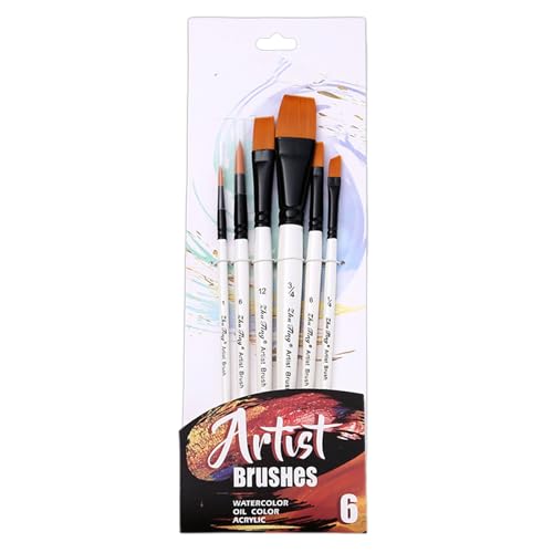 6Pcs Künstler Pinsel Aquarell Pinsel Für Öl Acryl Aquarell Gouache Malerei Nylon Borsten Pinsel von HRODA