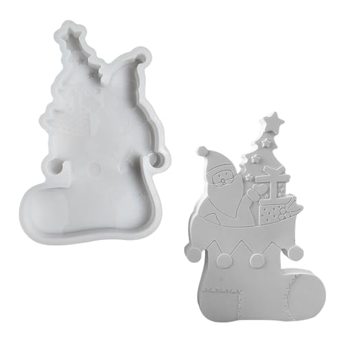 HRODA Weihnachtsstrumpf Harz Silikonformen Für Epoxidharz Kerze Seife Gips Ornament Schokolade Fondant Silikonform von HRODA