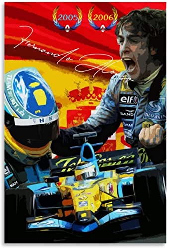 5D Diamant Painting Set FüR Erwachsene Und Kinder Fernando Alonso Poster F1-Weltmeister-Rennwagen DIY Diamond Painting Kristall Strass Diamant Stickerei GemäLde 11.8"x15.7"(30x40cm) Kein Rahmen von HRTNS