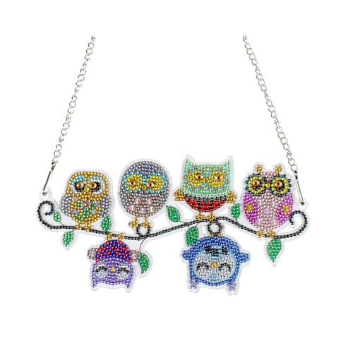 HSAJS Diamond Painting 3 Stück 5D DIY Punktbohrer Diamantmalerei Kinder Kristall Anhänger Hängender Ornament Fensterdeko Kreatives Geschenke für Erwachsene Kinder (Owl) von HSAJS