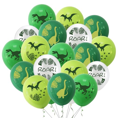 20 Stück Dinosaurier-Themen-Party-Luftballons, 30,5 cm, grün-weiß, Dinosaurier-Party-Dekorationen für Jungen, Kinder, Dschungel-Themen-Geburtstagsparty, Ballon-Dekorationen von HSHRYY