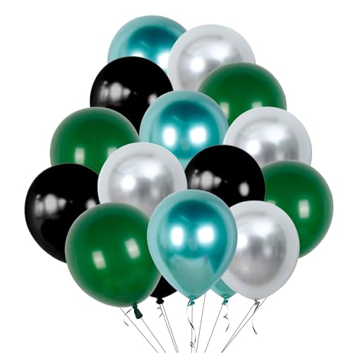 50 Stück Schwarz Grün Silber Luftballons 30,5 cm Metallic Grün Silber und Grün Schwarz Latex für Dschungel Wild Thema Junge Kinder Geburtstag Party Dekoration von HSHRYY